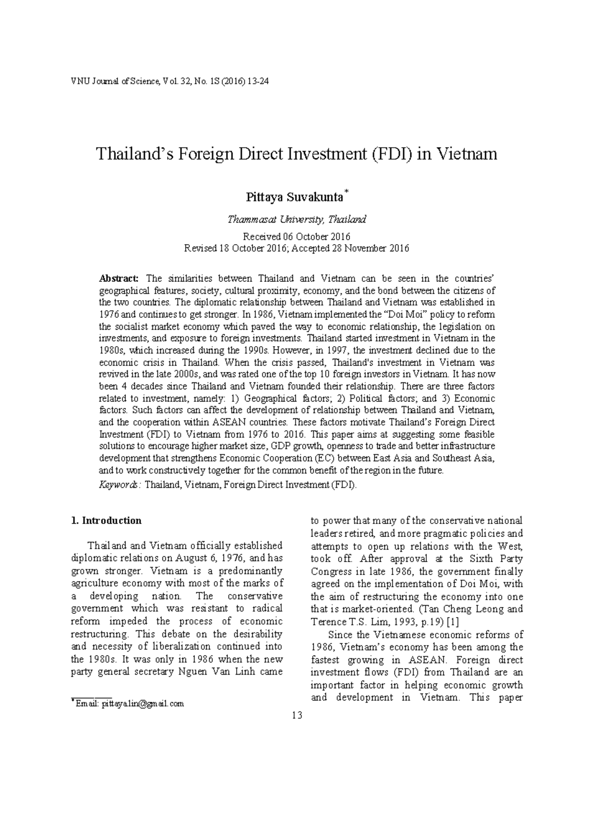 Foreign direct investment (FDI) in Vietnam: A study from 1988 to 2016 ...