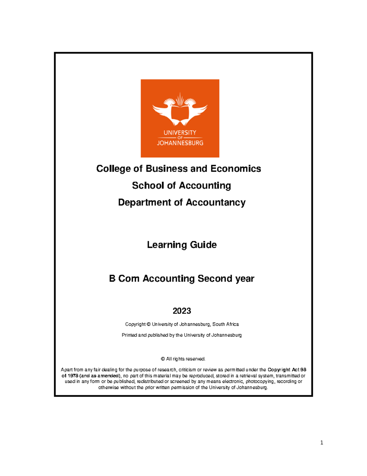 B Com Accounting 2nd Year Learning & Assessment Guide 2023 - Sem II ...
