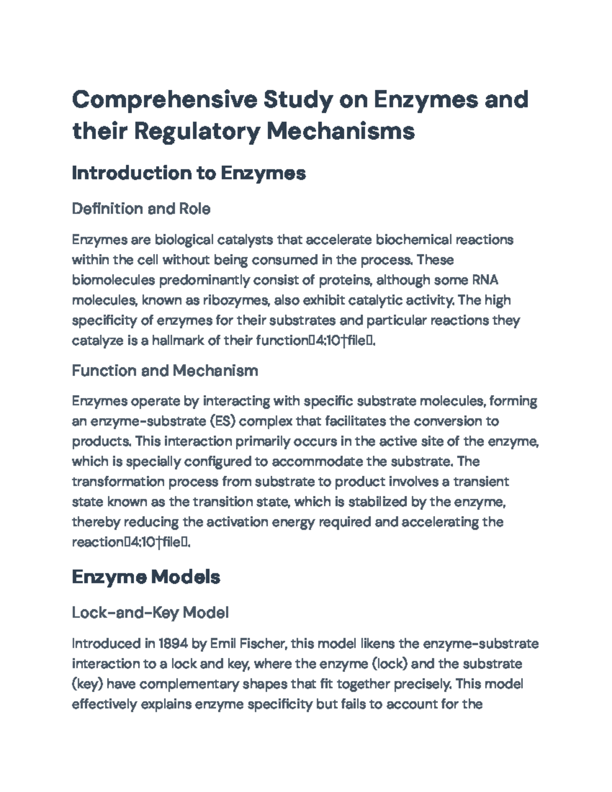 Comprehensive Study on Enzymes (BIOL 101): Mechanisms and Regulations ...