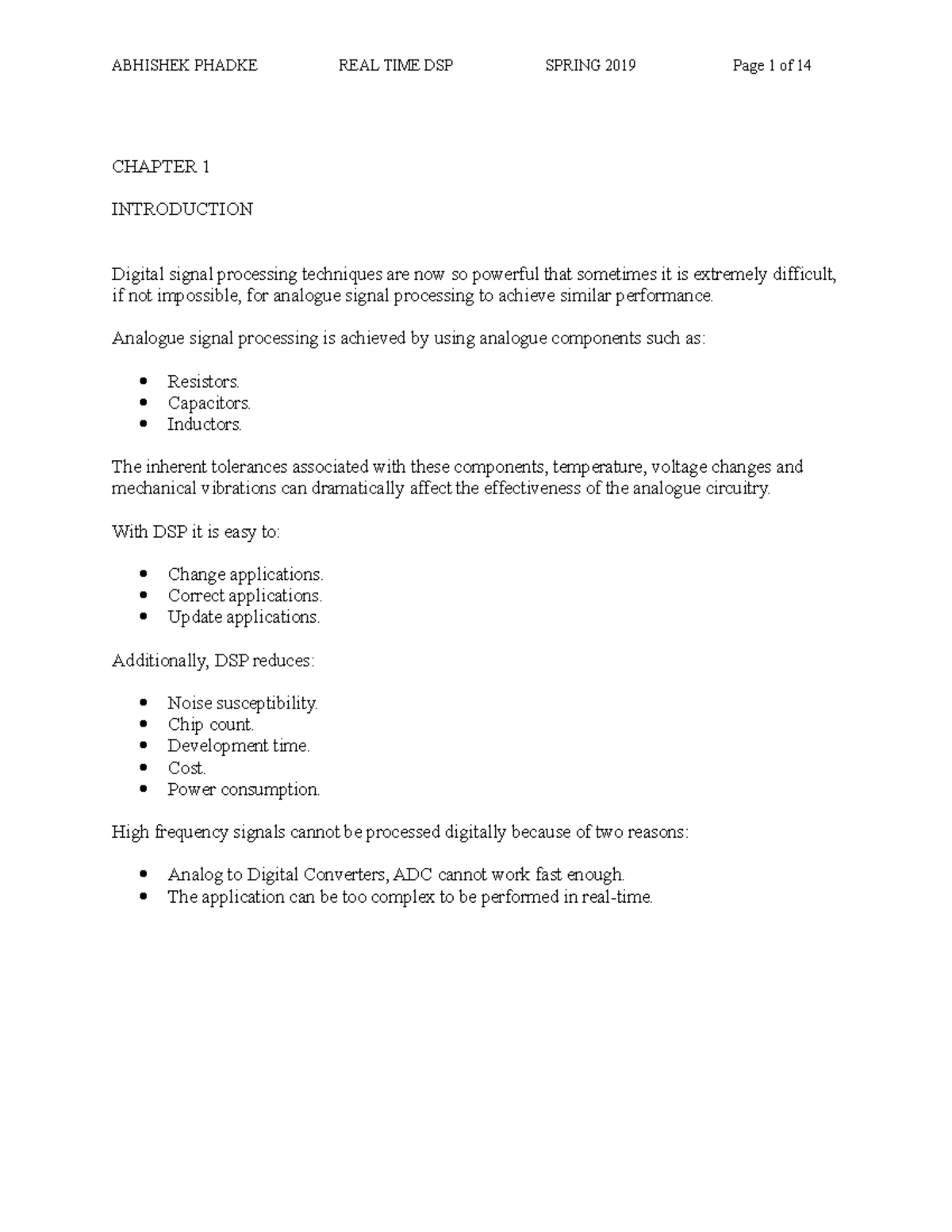 Spring 2019 DSP Final Exam Notes: Theory Chapters 1 & 2 Overview - Studocu