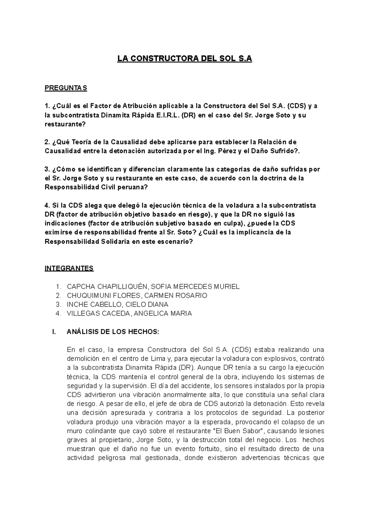 Grupo 2: Análisis del Caso Constructora del Sol S.A. y Responsabilidad ...