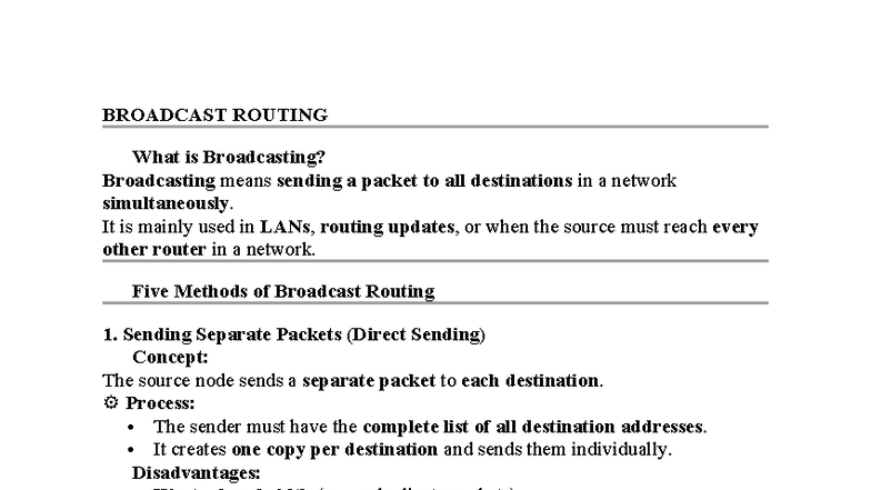 Broadcast Routing Methods - CN NOTES UNIT 3 - Studocu
