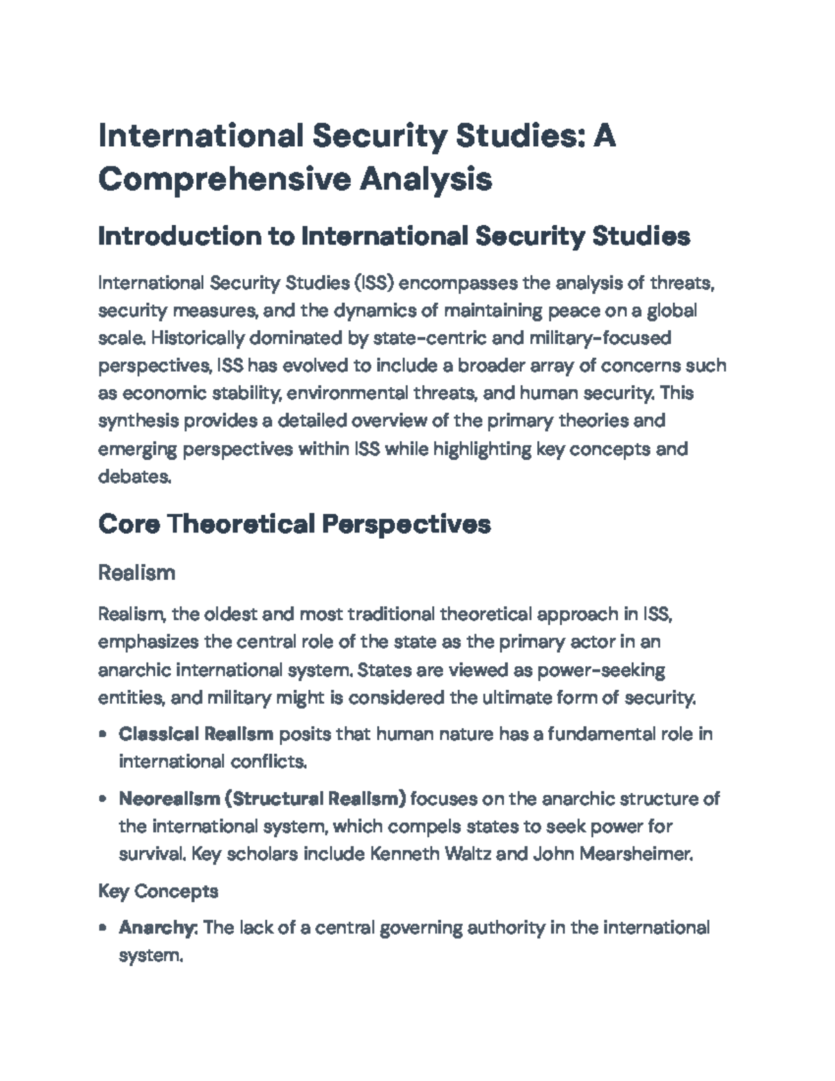 International Security Studies: A Comprehensive Overview and Analysis ...