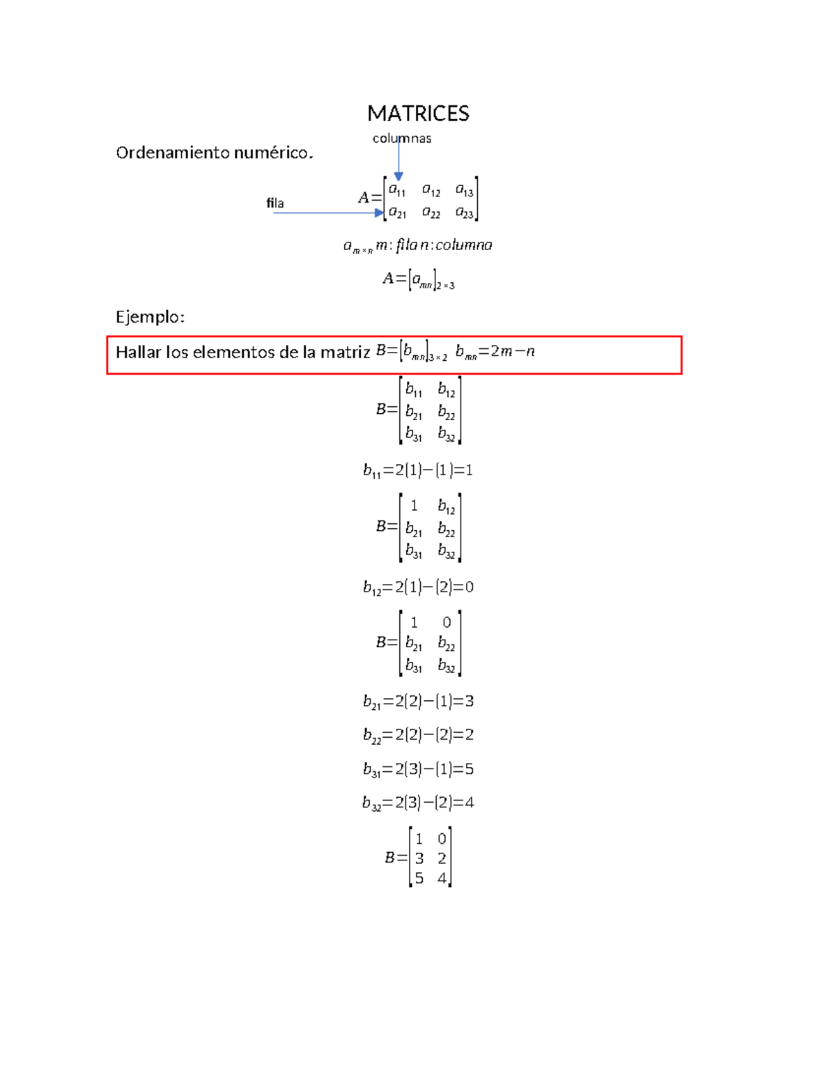 MATRICES: Nota de Examen Final de Matemáticas 101 - Studocu