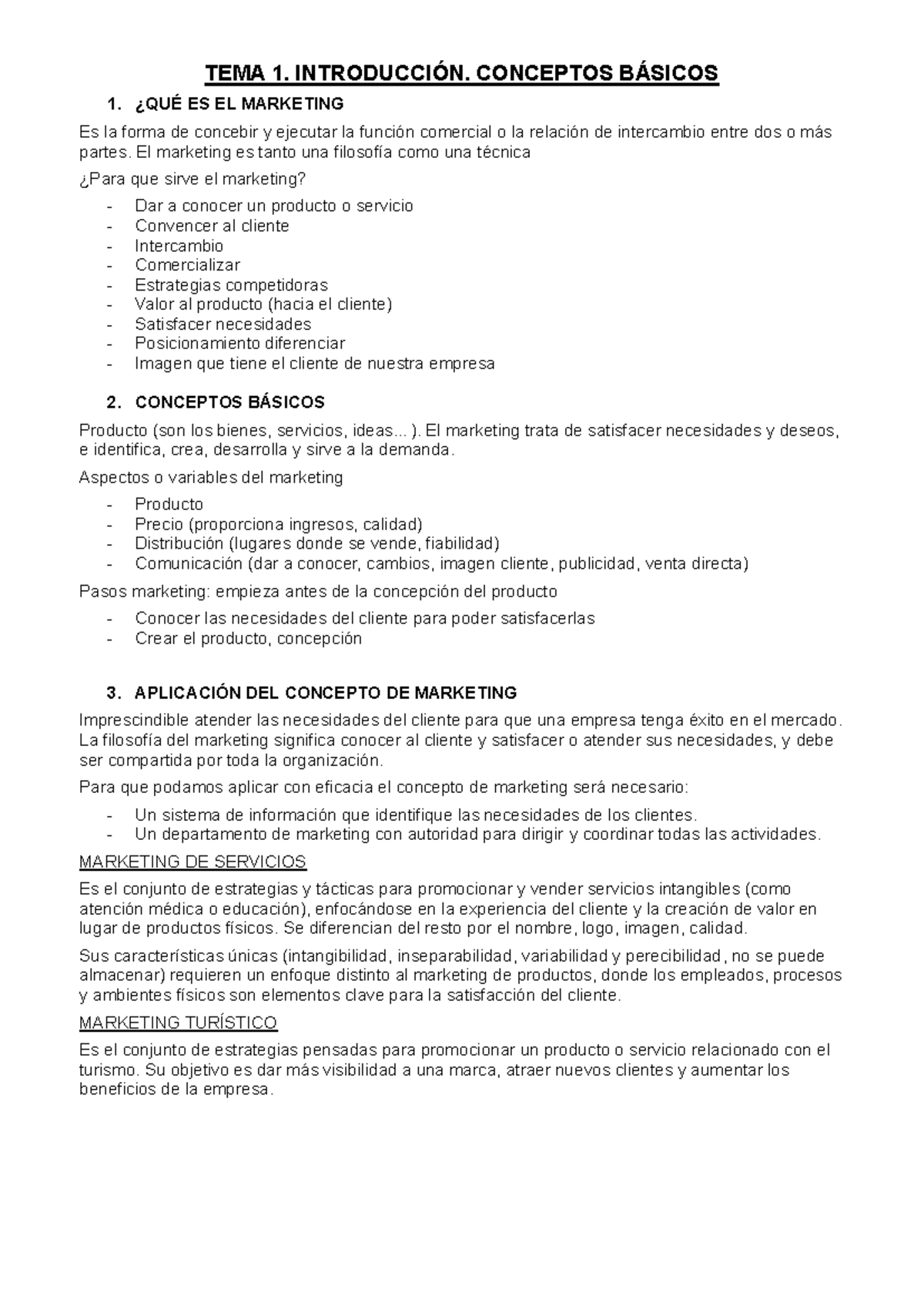 TEMA 1: INTRODUCCIÓN Y CONCEPTOS BÁSICOS DEL MARKETING - Studocu