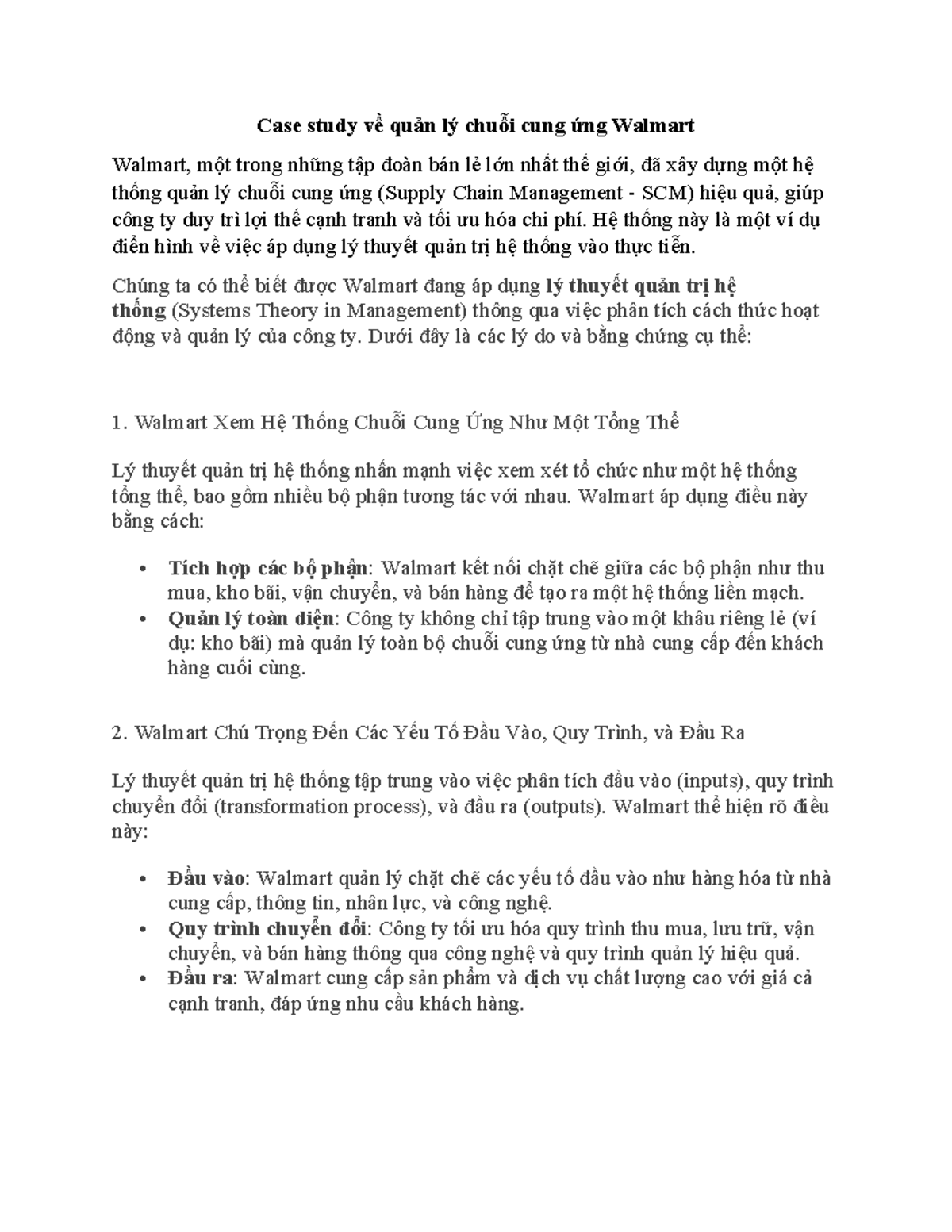 Case Study SCM: Quản Lý Chuỗi Cung Ứng tại Walmart - Studocu