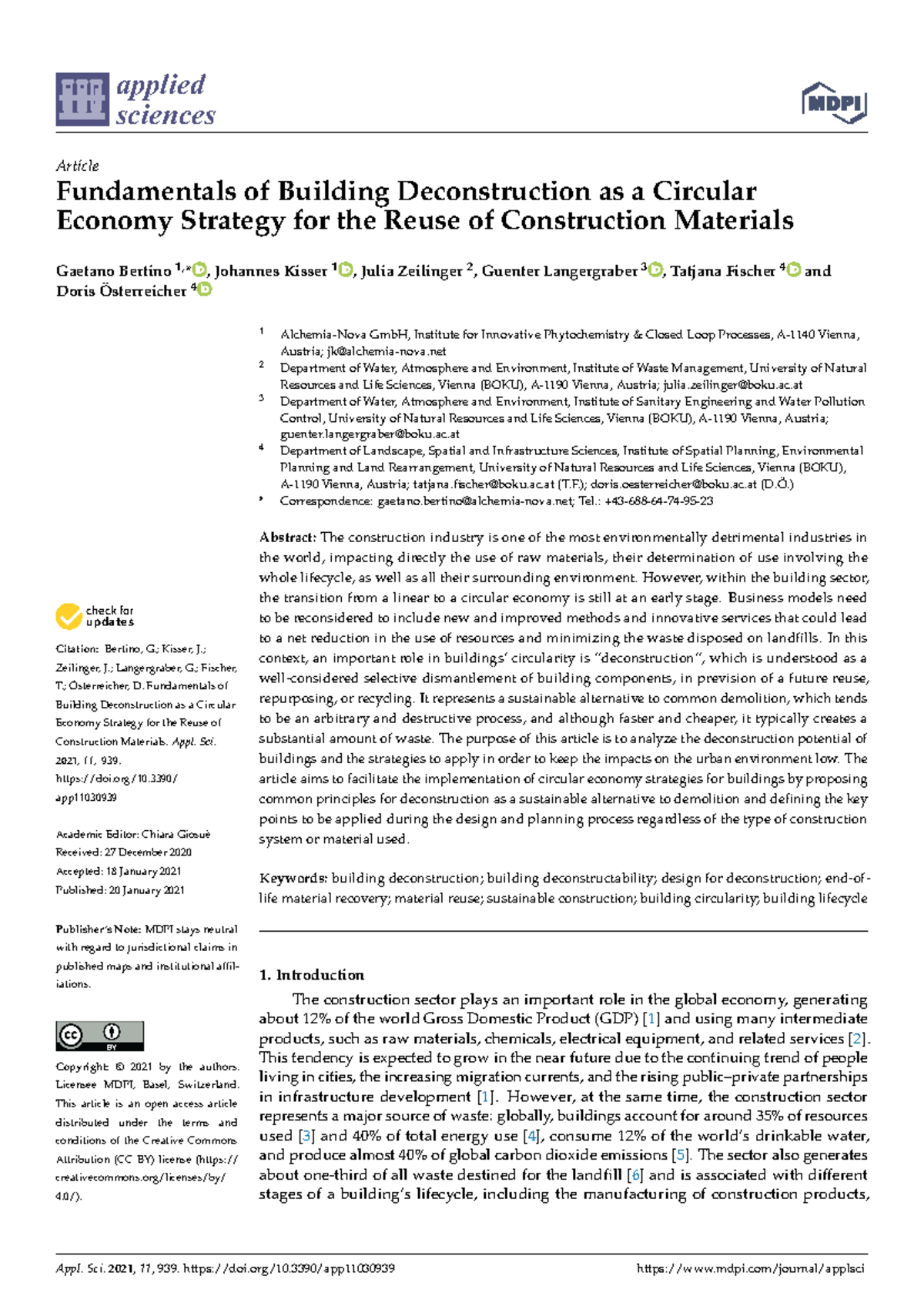 Fundamentals of Building Deconstruction as a Circular Economy - applied ...