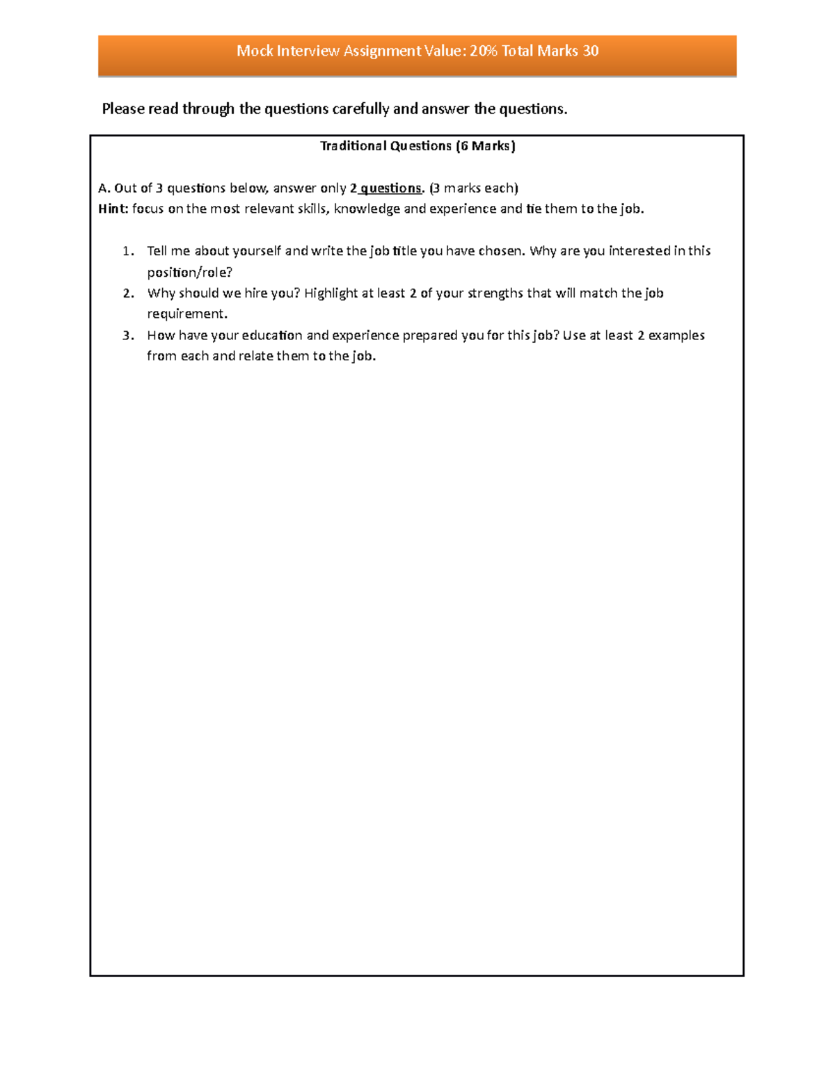 Mock Interview Assignment Guide - Revised Edition - Studocu
