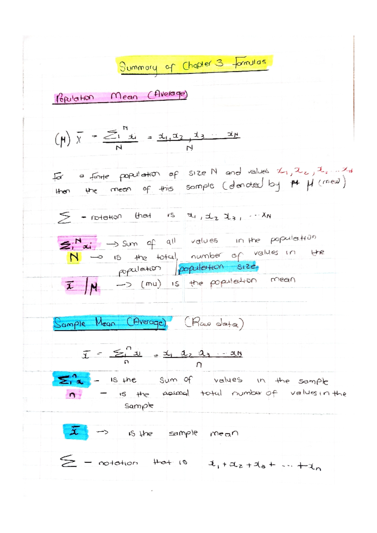 Summary of chapter 3 formulas - Summary of Chapter 3 Formulas ...