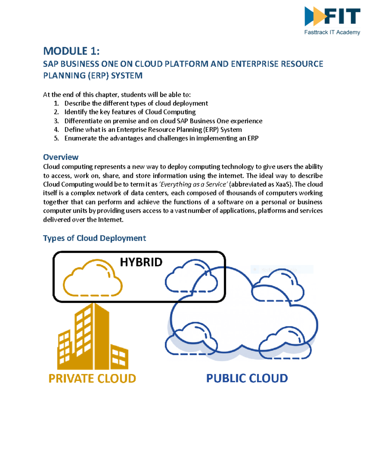 Module 1: SAP Business One on Cloud - ERP System Overview - Studocu