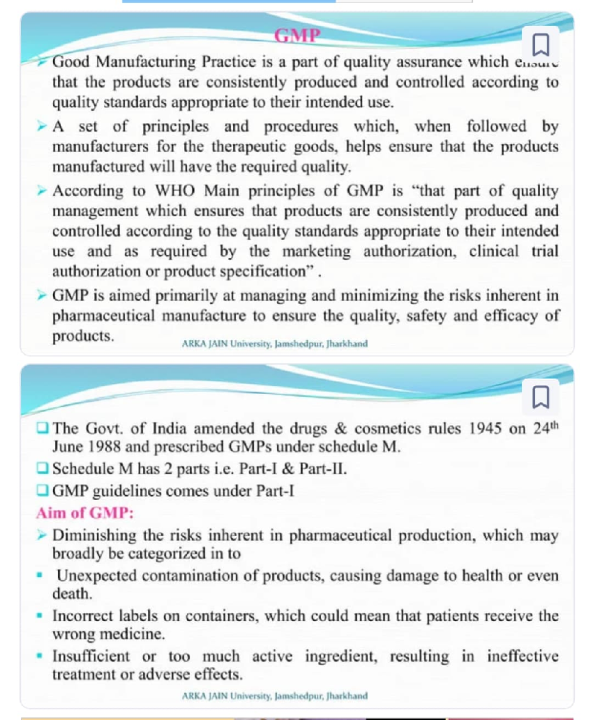 GMP - Good Manufacturing Practices Overview and Guidelines - Studocu