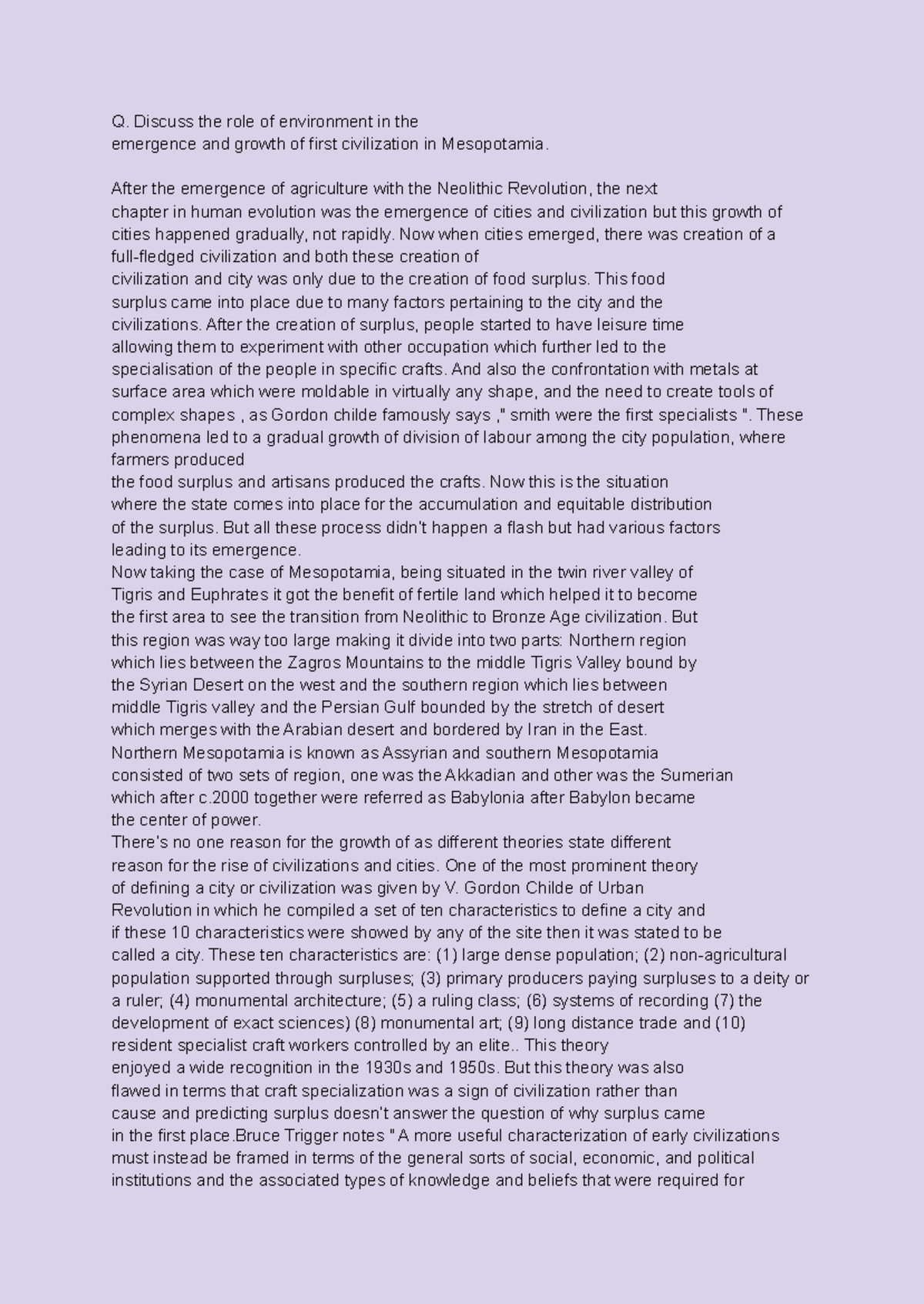 The Role of Environment in the Rise of Civilizations in Mesopotamia ...