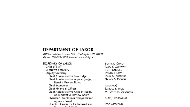 Department of Labor: Overview and Key Functions - Studocu