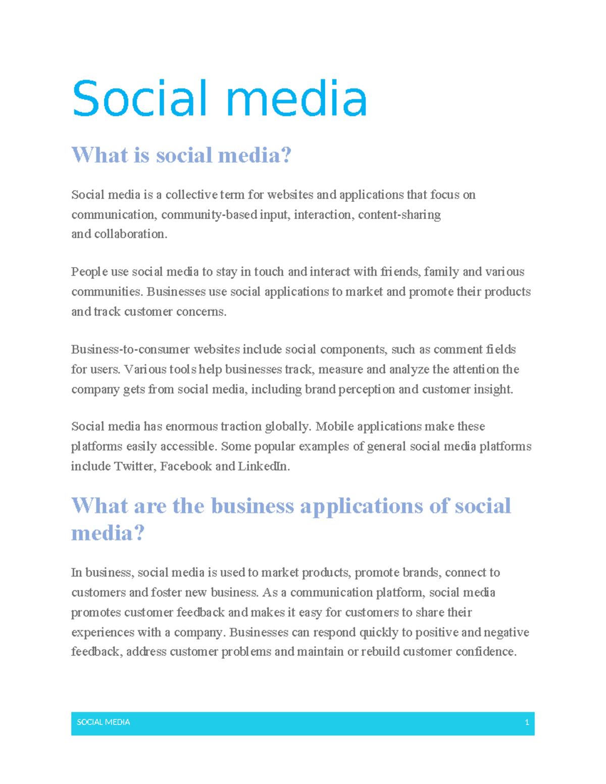 SOC 101: Understanding Social Media and Its Business Applications - Studocu