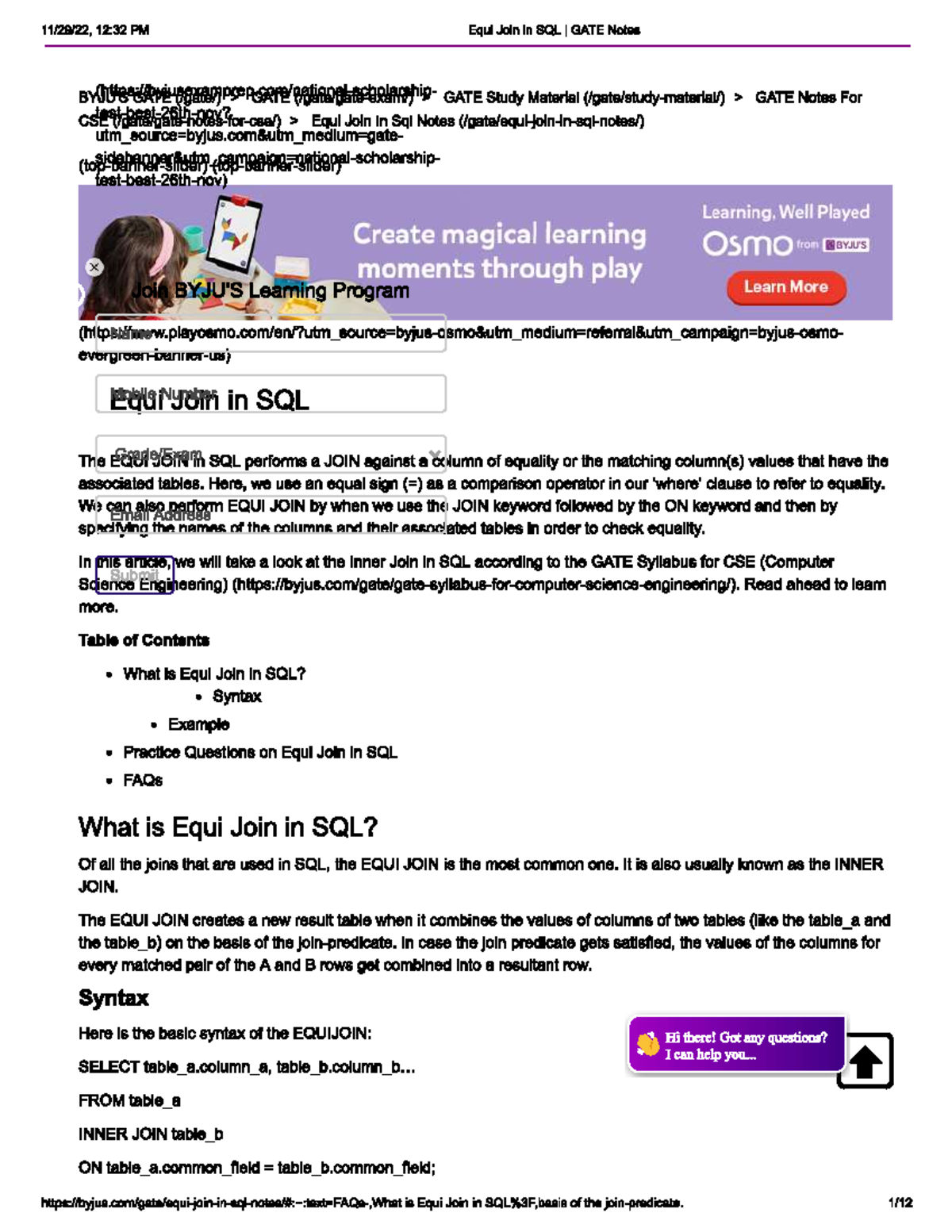 Equi Join in Database Management: Concepts and Applications - Studocu
