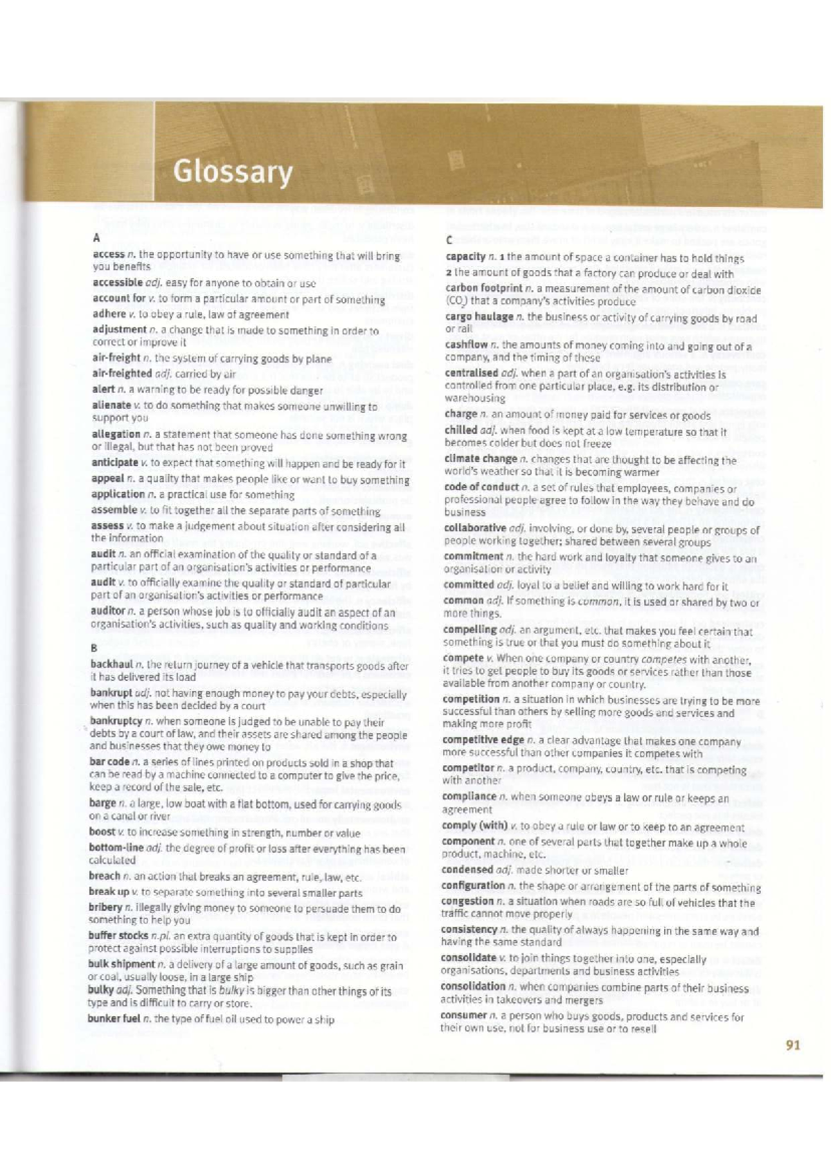 Vocabulary Glossary - Business Terms and Definitions - Studocu