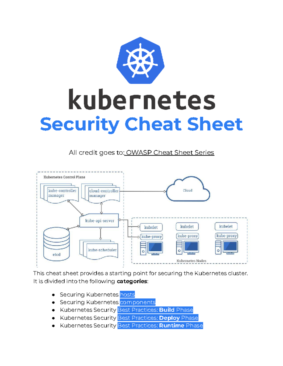 Kubernetes Security Cheat Sheet: Best Practices & Guidelines - Studocu