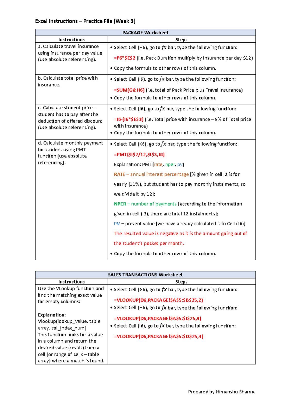 Excel Instructions Practice Dataset - Week 3 Guide - Studocu