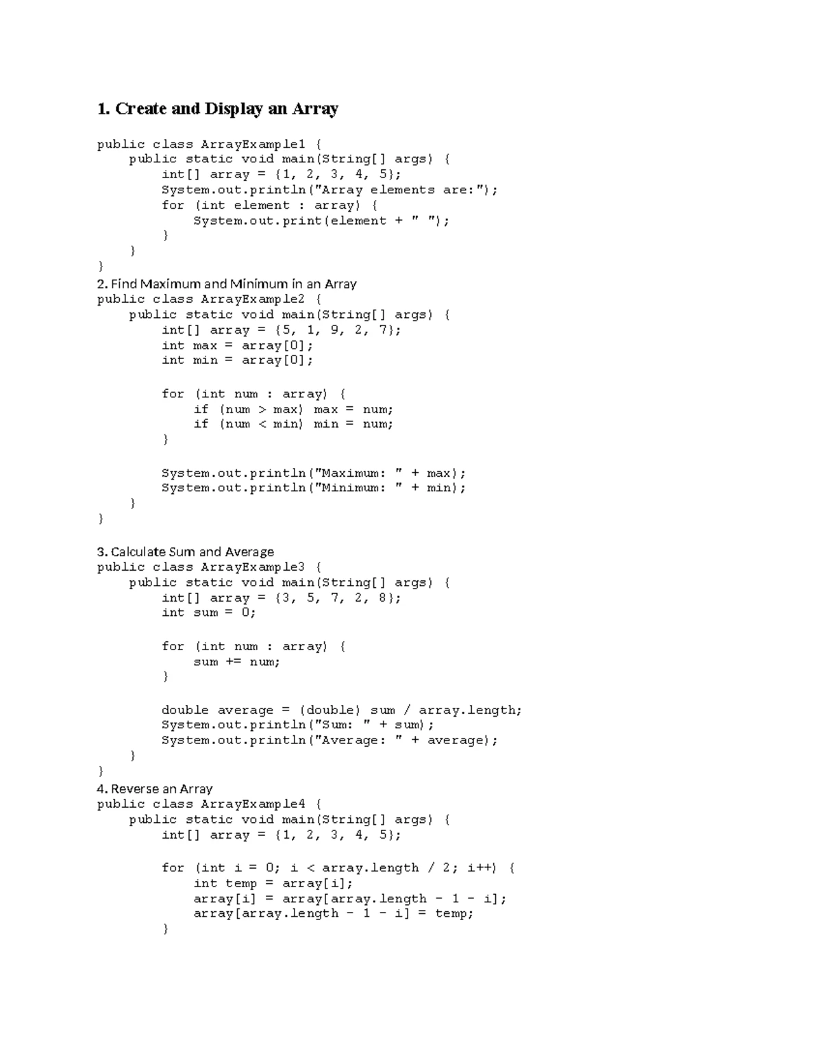 Java Array Programs: 2D Arrays, Matrix Ops & Manipulations - Studocu