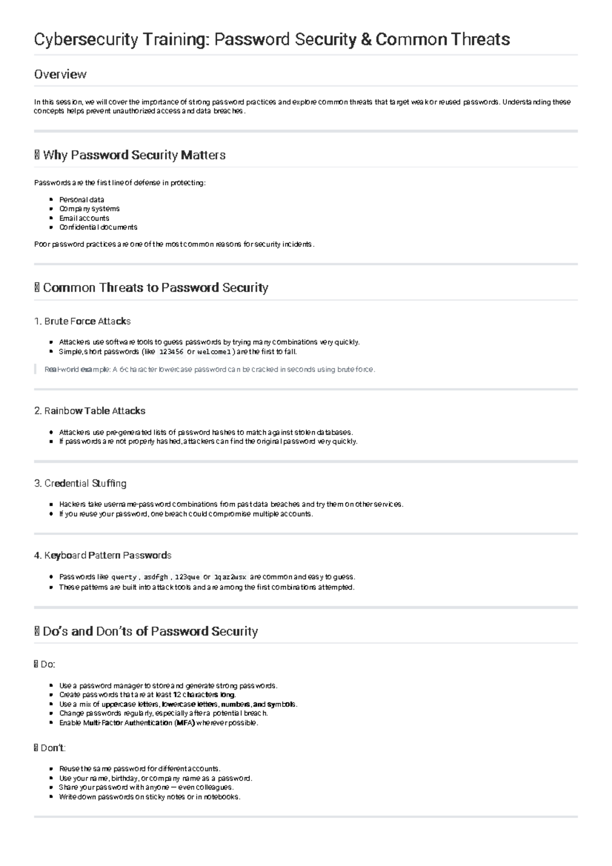 Cybersecurity Training: Password Security Threats Overview 102 - Studocu