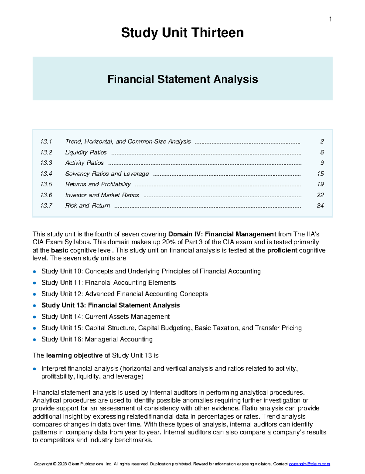 CIA3 SU 13: Financial Statement Analysis - Key Ratios & Trends - Studocu