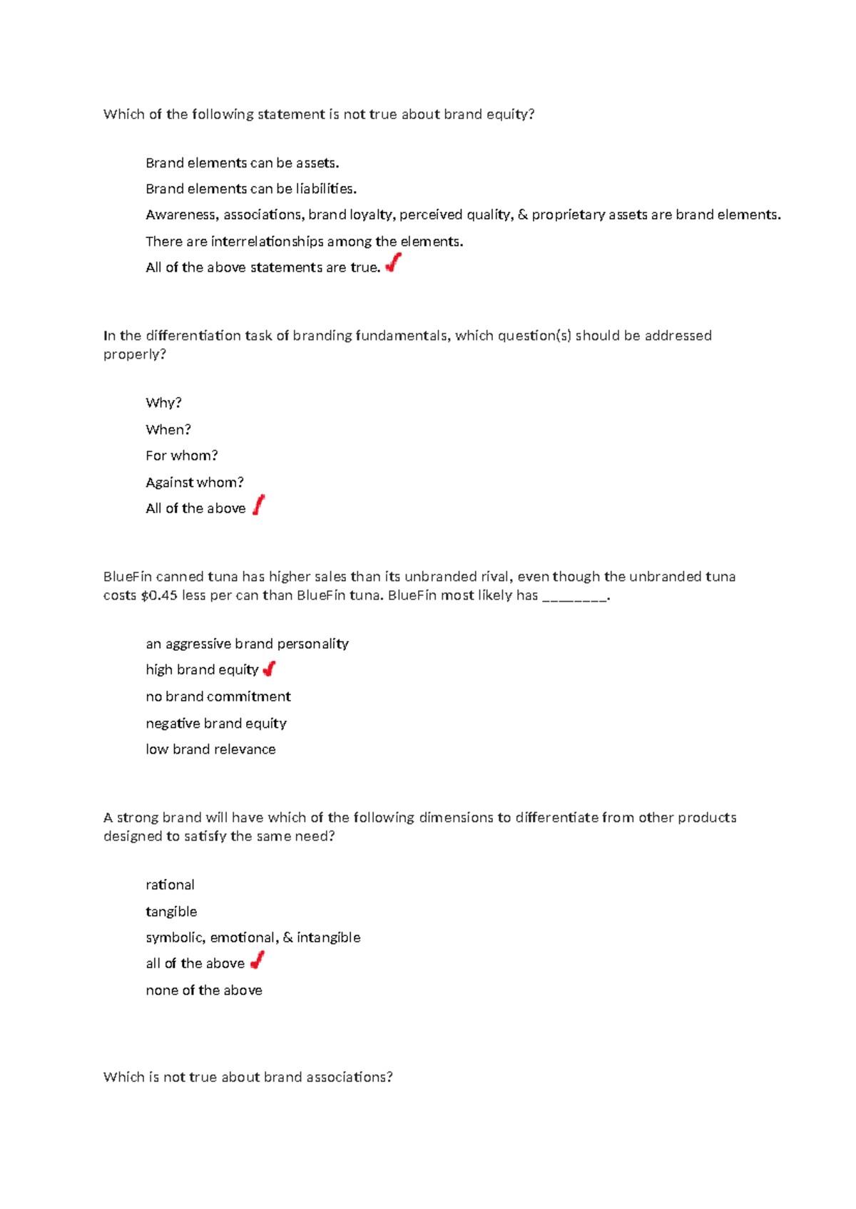 Quiz Branding - Practice Questions on Brand Equity and Associations ...