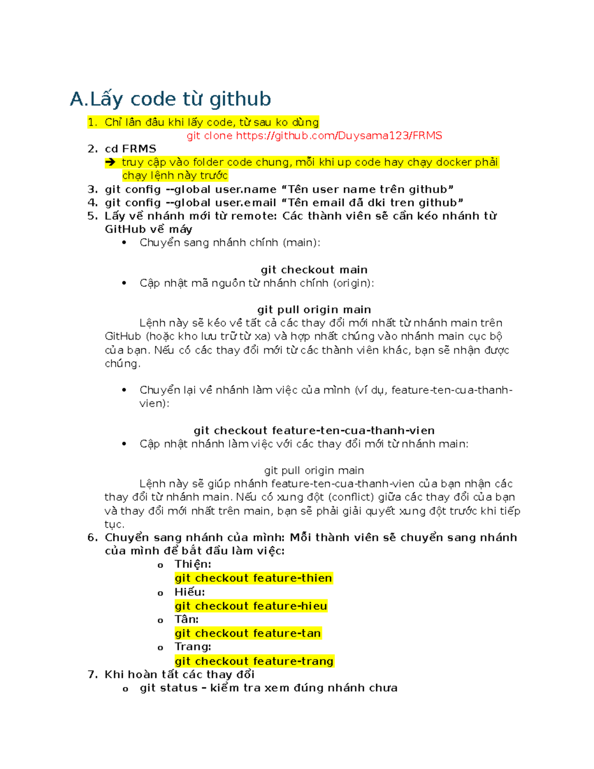 Hướng dẫn xử lý lấy code từ GitHub - Đồ án FRMS - Studocu