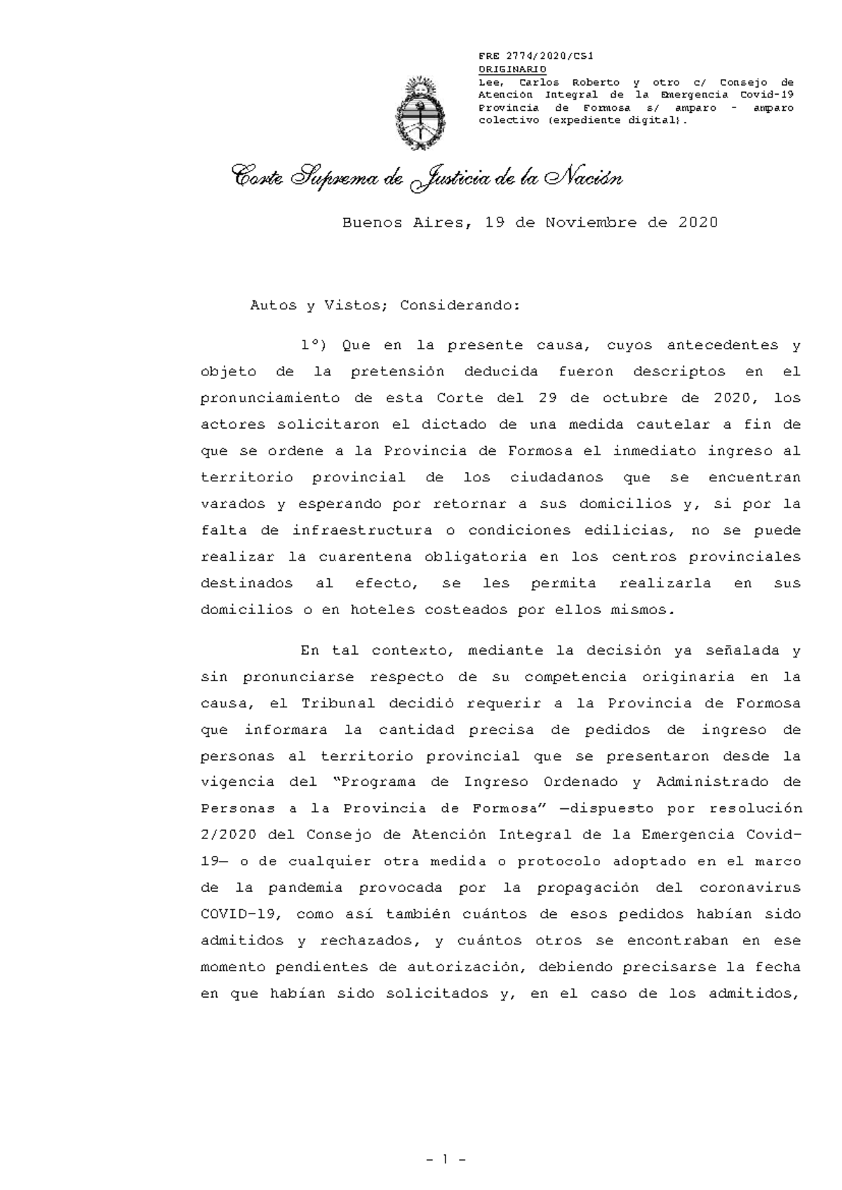 FRE ORIGINARIO: Amparo Colectivo en la Corte Suprema de Justicia de la ...