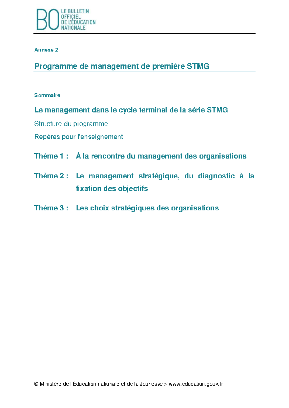 Programme de management de premiere stmg - Annexe 2 Programme de ...