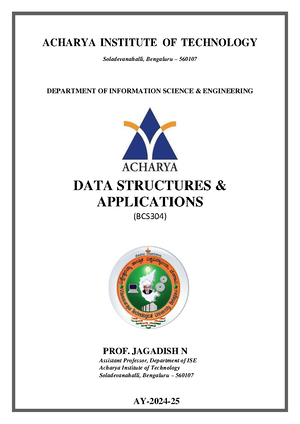 Module 1 - Dsa notes - MODULE 1: INTRODUCTION DATA STRUCTURES Data may ...