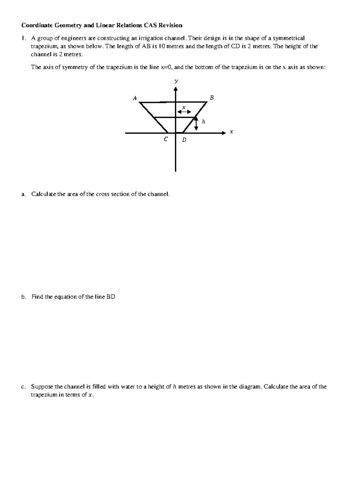 CAS Revision: Coordinate Geometry & Linear Relations Study Guide - Studocu