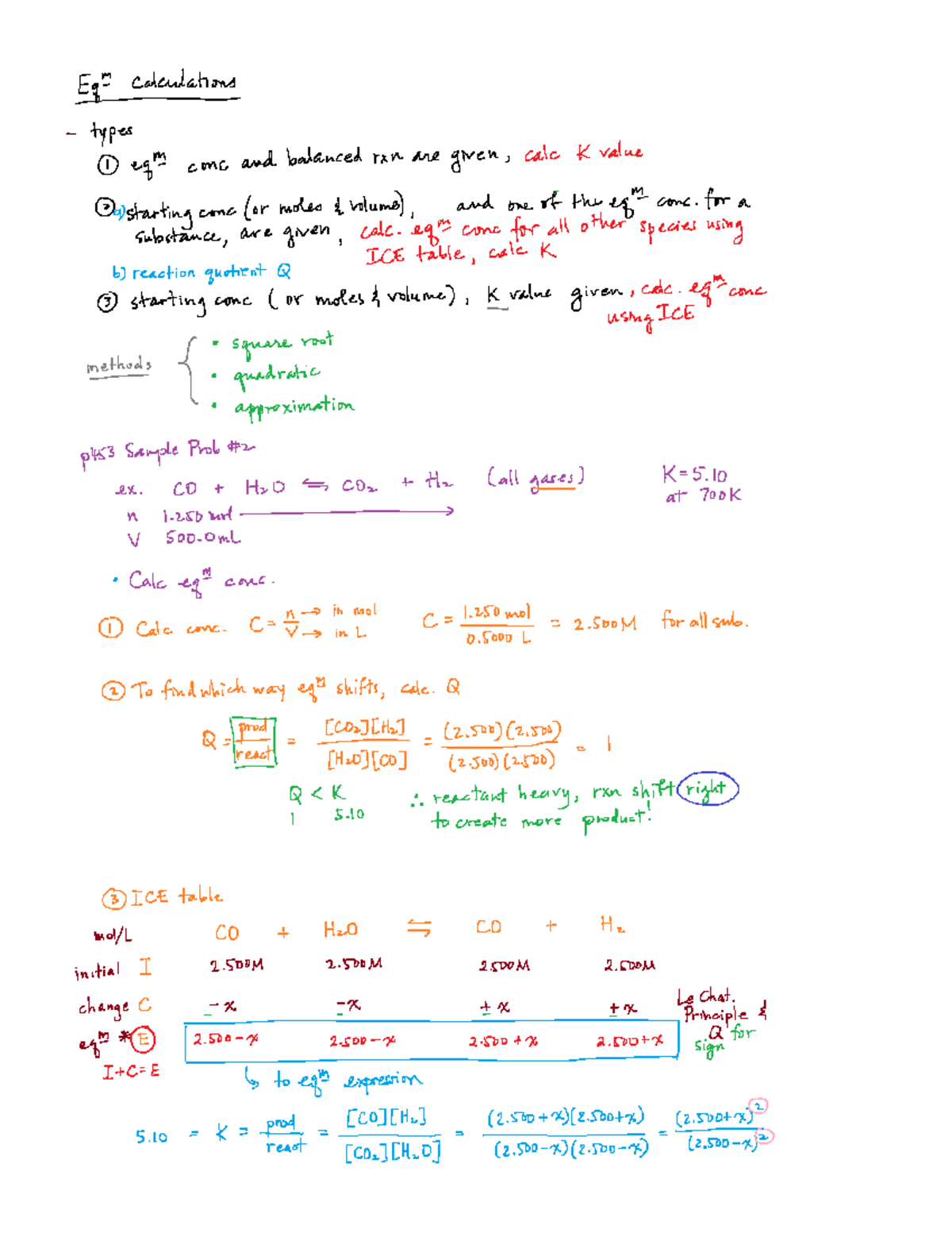 Equilibrium Calculations I: ICE Table & K Value Analysis (Eqʳ) - Studocu