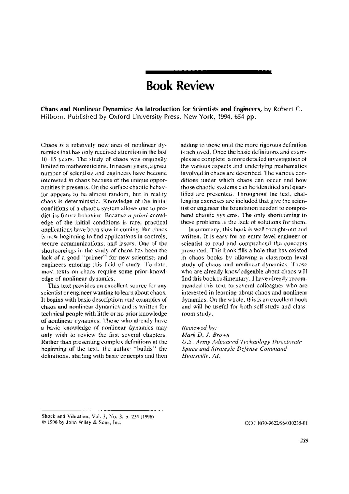 Chaos and Nonlinear Dynamics An Introduction for S - Book Review Chaos ...