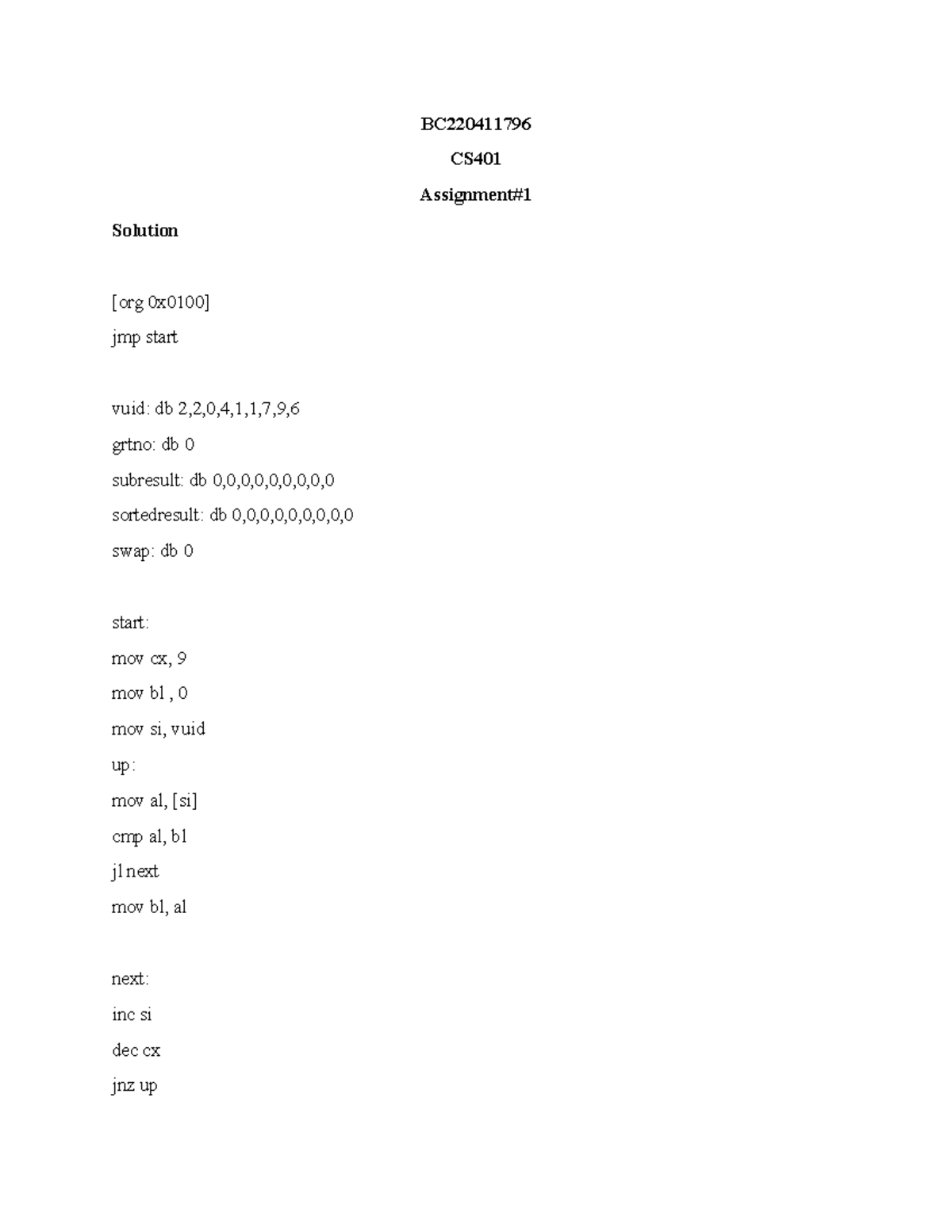 Cs401 - Assignment Solution for Learning Algorithms - Studocu