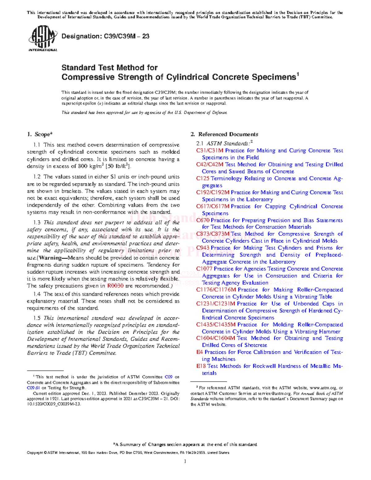 ASTM C23 Standard Test Method for Compressive Strength of Concrete ...