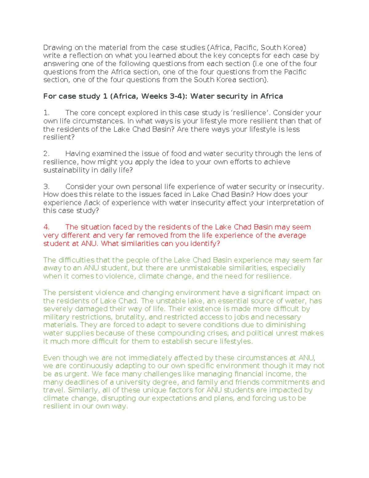 Case Study Reflection Questions - Updated - Drawing on the material ...