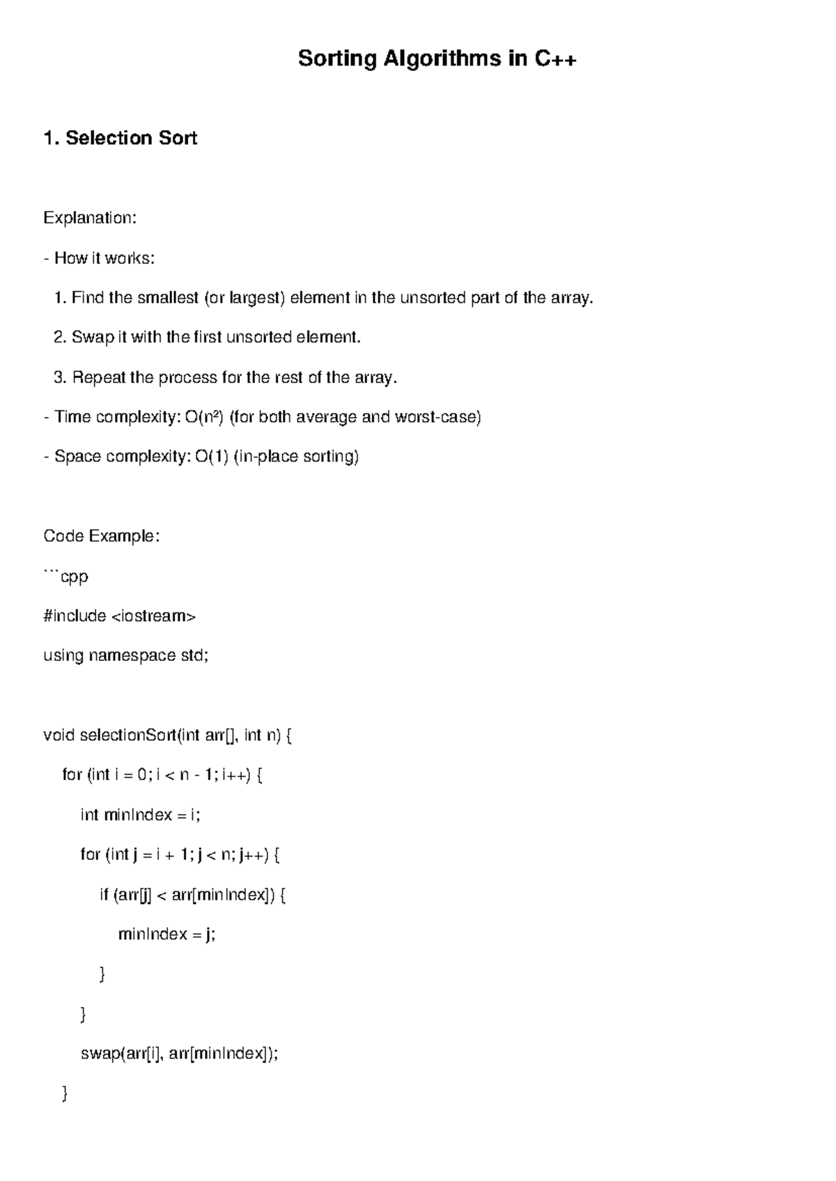 Sorting Algorithms - Selection Sort Explanation: How it works: Find the ...