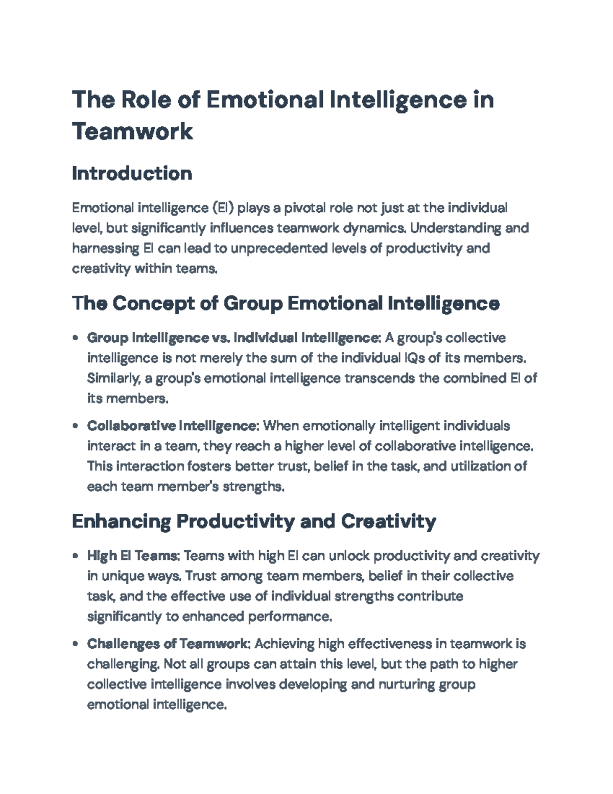 Emotional Intelligence and Its Impact on Teamwork Dynamics - The Role ...