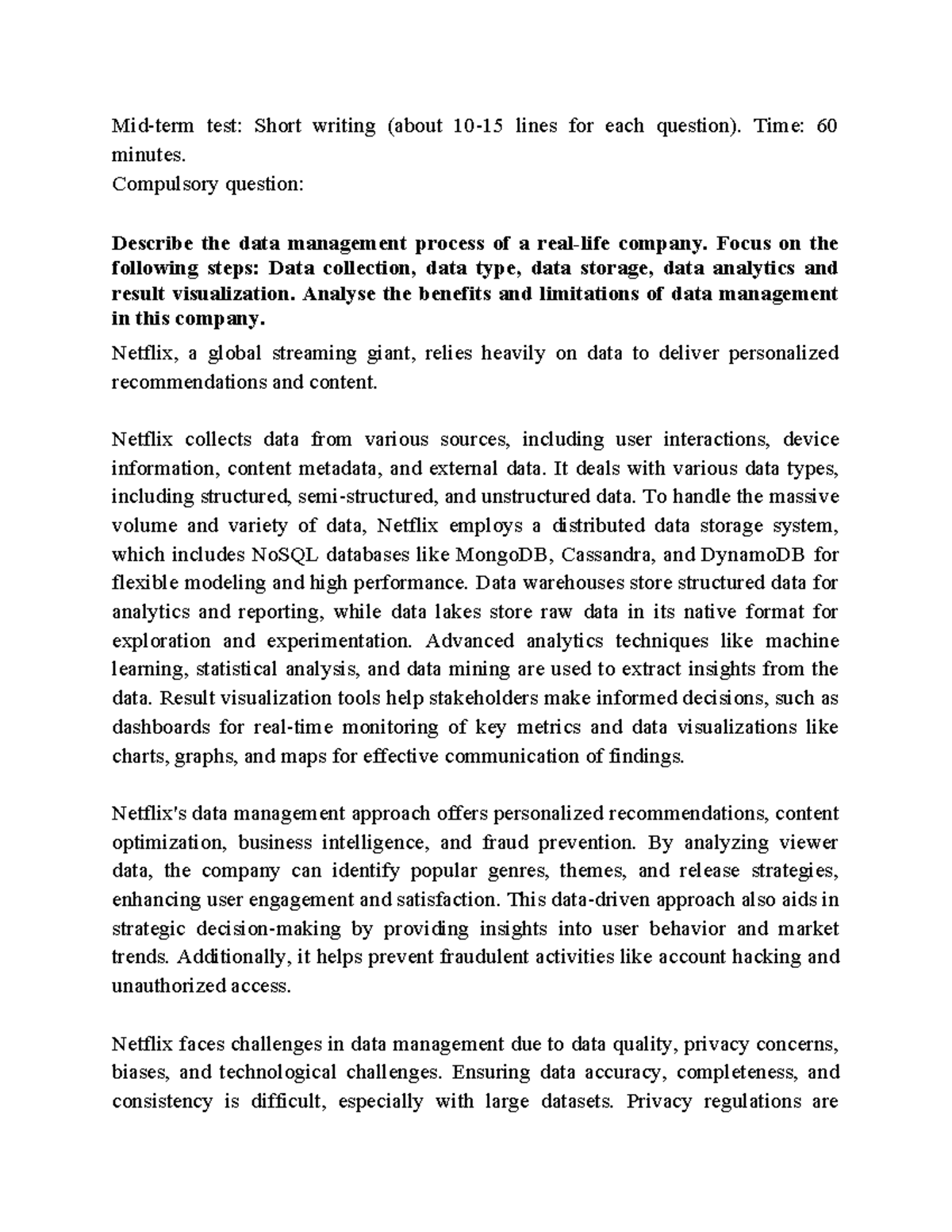 Mid-term test - none - Mid-term test: Short writing (about 10-15 lines ...