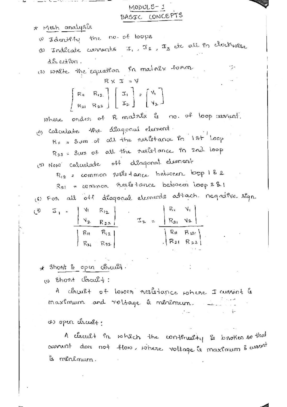 NA Module 01 - Lecture Notes on Mesh Analysis and Circuit Concepts ...