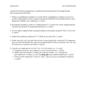 Assignment 10 - weekly hw - Answer the following questions in a text ...
