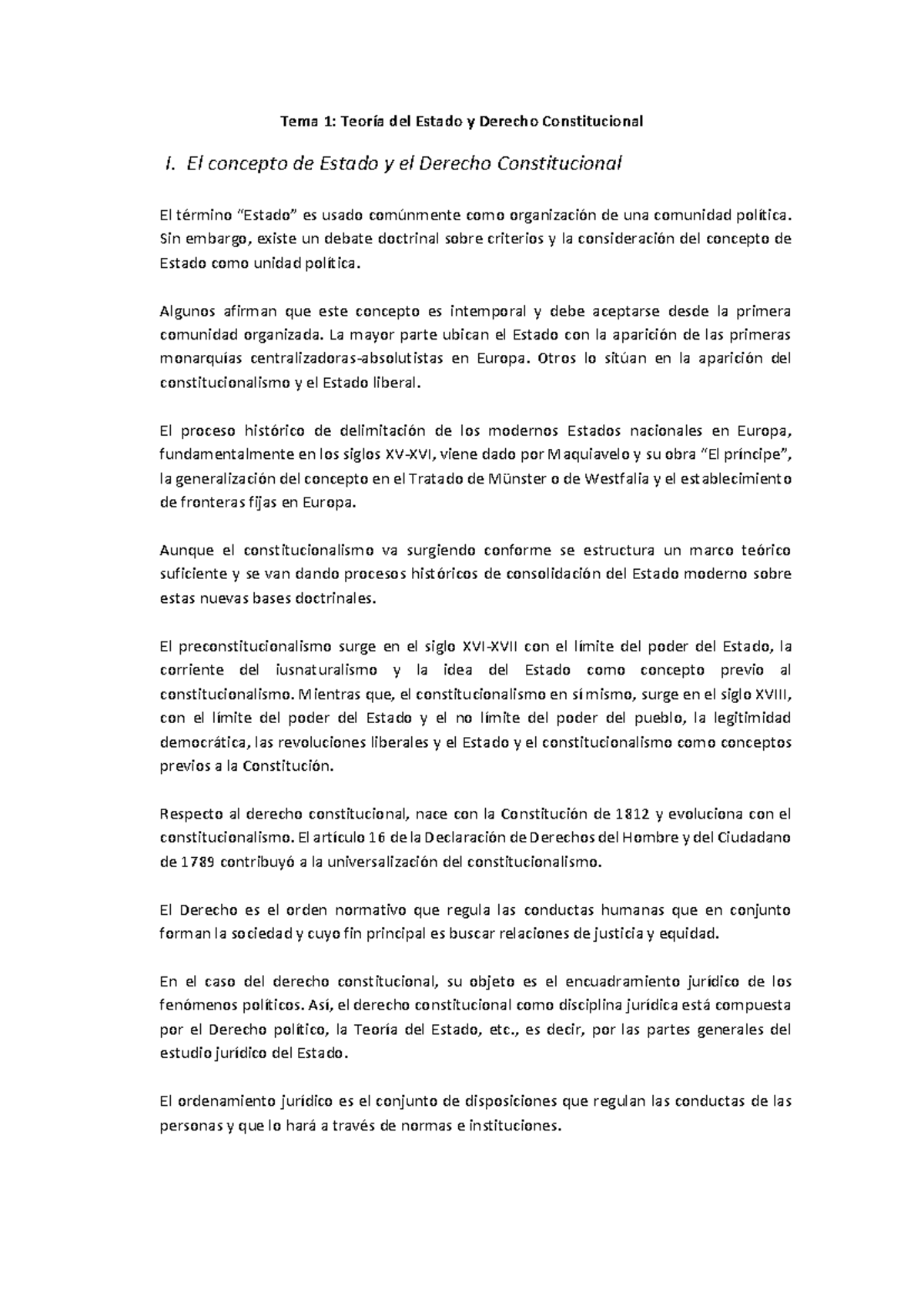 Tema 1 Teoria del Estado y Derecho Constitucional (I) - El concepto de ...