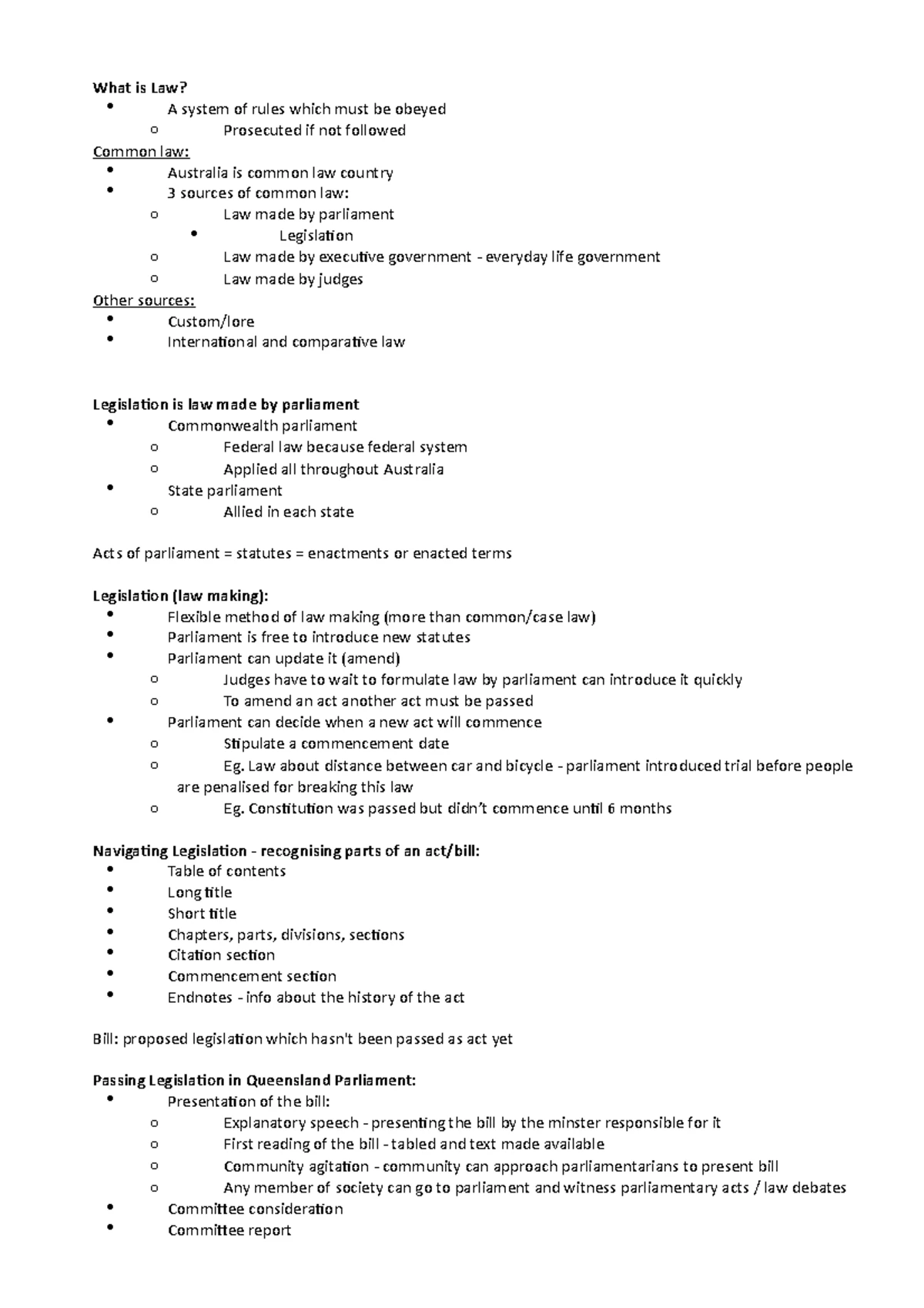 LLB101 Week 3 Summary: Statute vs. Common Law & Legal Principles - Studocu