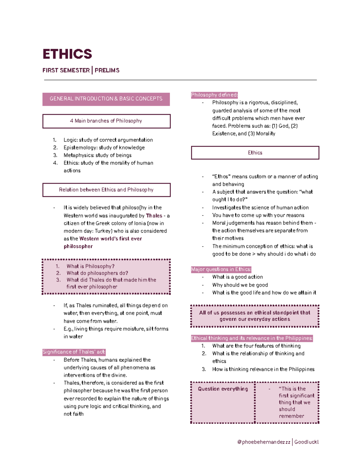 ETHICS 101 FIRST SEMESTER PRELIMS: INTRODUCTION & KEY CONCEPTS - Studocu