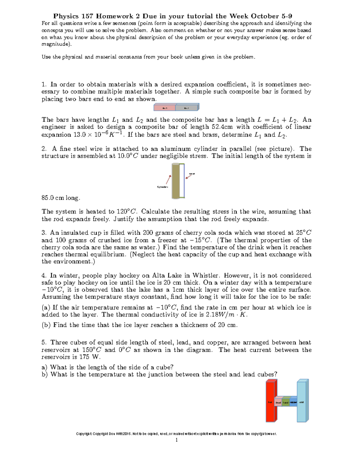 Physics 157 Tutorial Homework 2: Composite Bar Expansion Concepts - Studocu