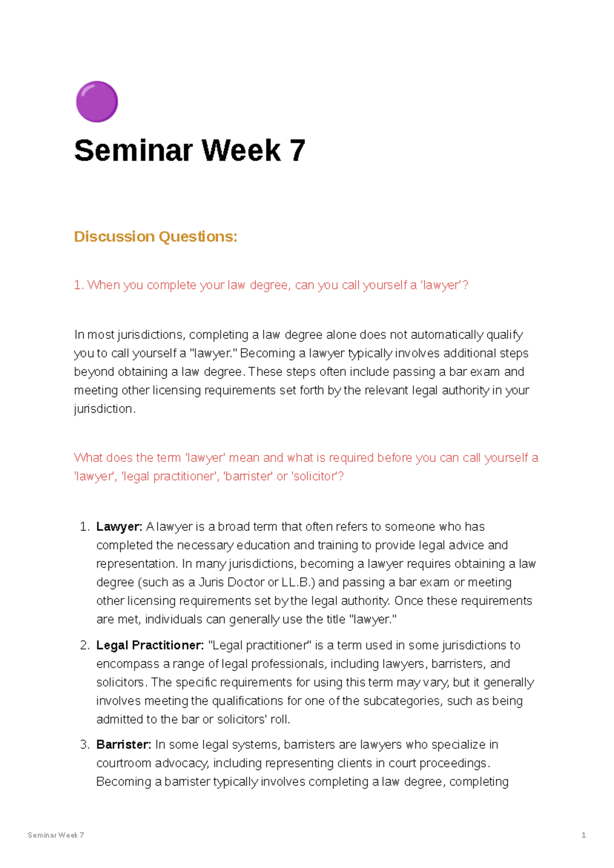 ELJ Seminar Week 7 Discussion Questions and Key Concepts - Studocu