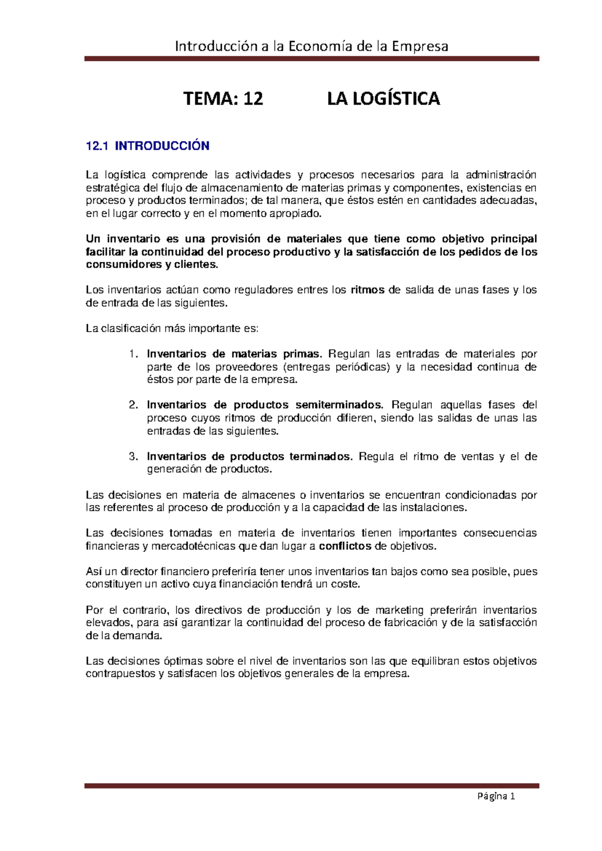 TEMA 12: LA LOGÍSTICA Y LA GESTIÓN DE INVENTARIOS EN LA ECONOMÍA DE LA ...