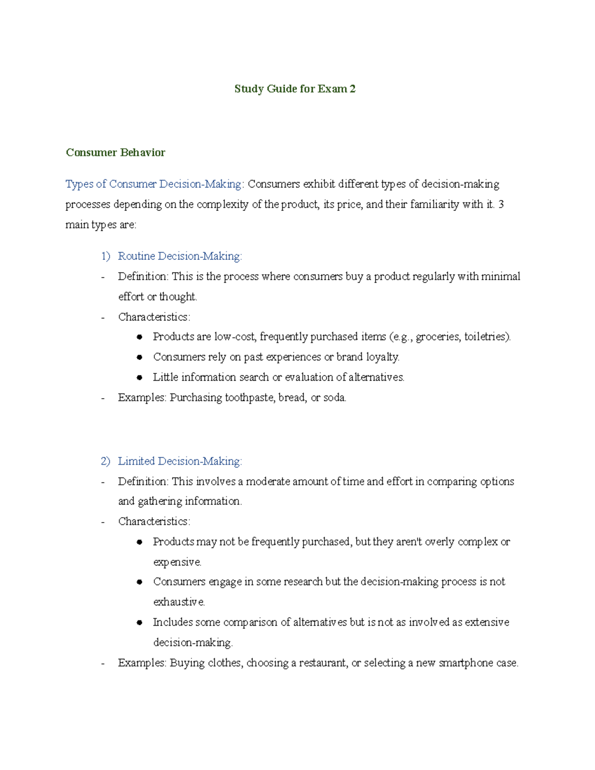 Study Guide for Exam 2 MAR3023: Consumer Behavior Insights - Studocu