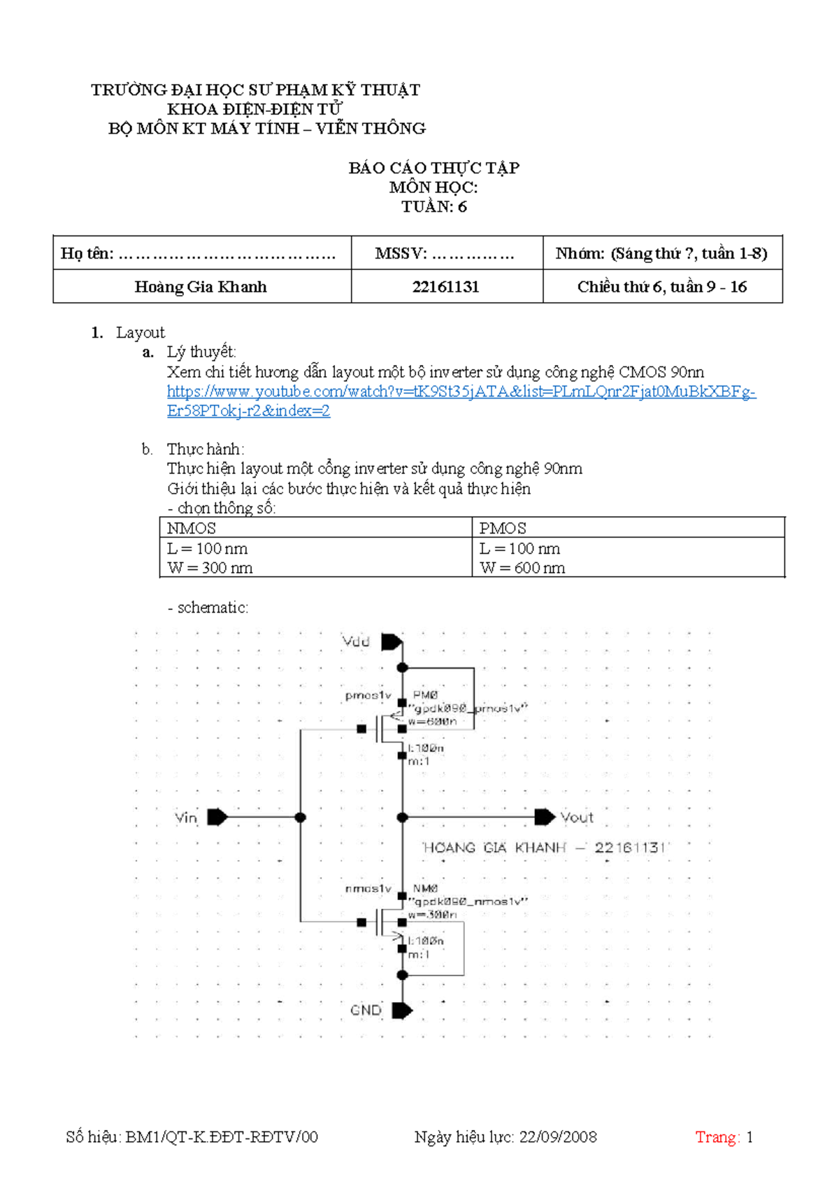 TT.VLSI - Thực Hành Layout Inverter CMOS Trên Cadence - Studocu