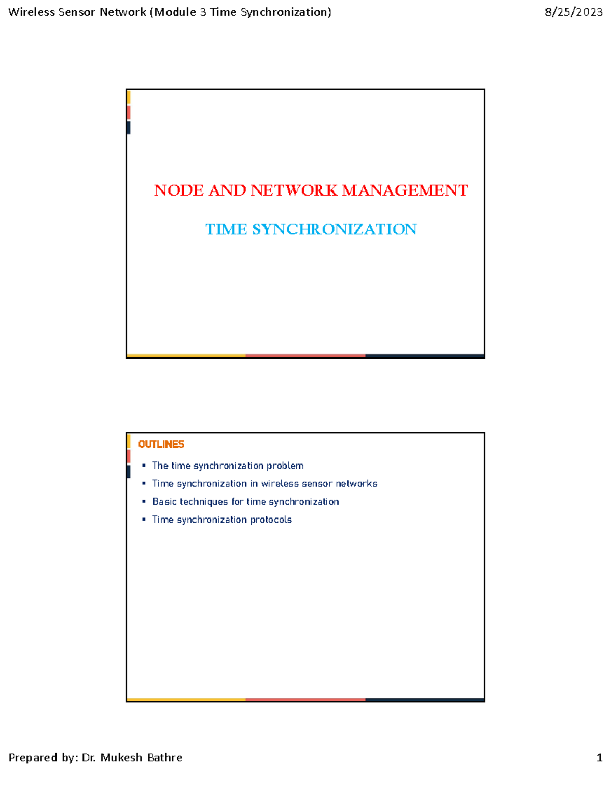 Module 3 (Time Synchronization) - NODE AND NETWORK MANAGEMENT TIME ...
